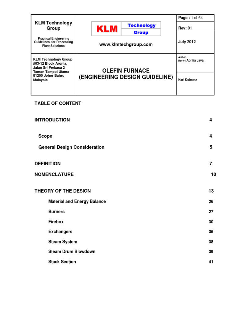 Olefin Furnace Design Guidelines | PDF | Cracking (Chemistry ...