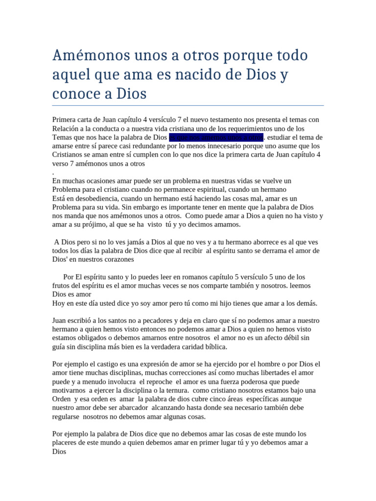 Amor de Dios en la vida cristiana | PDF | Amor | Dios