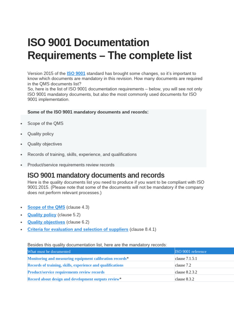 ISO 9001 Documentation Requirements | PDF | Quality  display picture 2