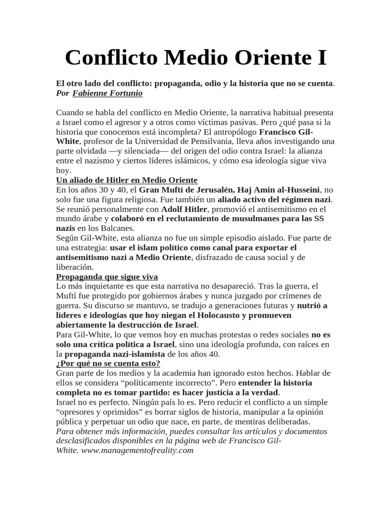 Historia oculta del conflicto en Medio Oriente | PDF