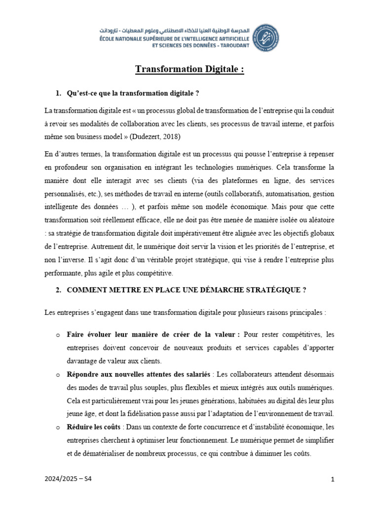 Stratégies de Transformation Digitale | PDF | Application | Cloud computing