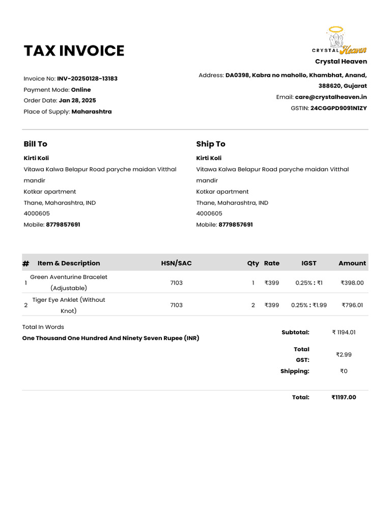 Anklet GST Rate and HSN Code Details | PDF