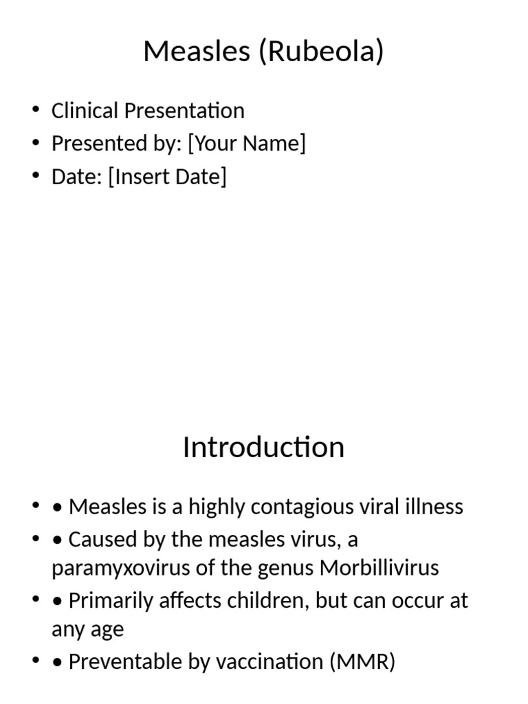 Measles Clinical Presentation Overview | PDF | Measles | Animal Virology