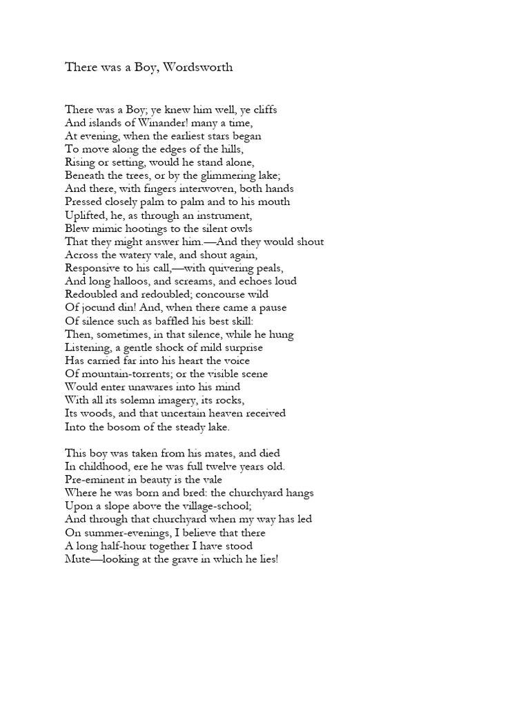 There Was A Boy J Wordsworth | PDF