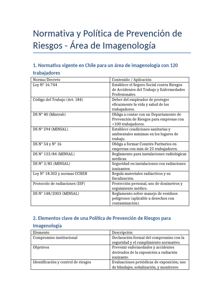 Prevención de Riesgos en Imagenología | PDF | Seguridad y salud ...