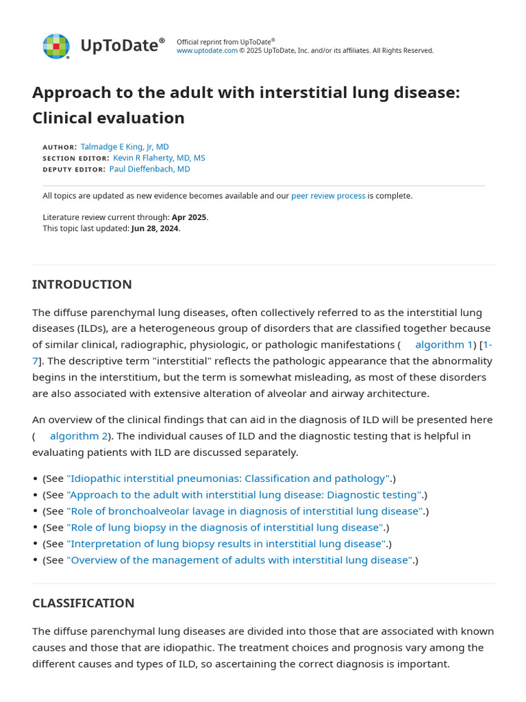 Clinical Evaluation of Interstitial Lung Disease | PDF | Pneumonia ...