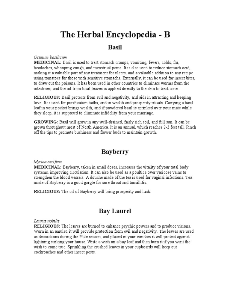 Herbs B PDF Basil Menstruation