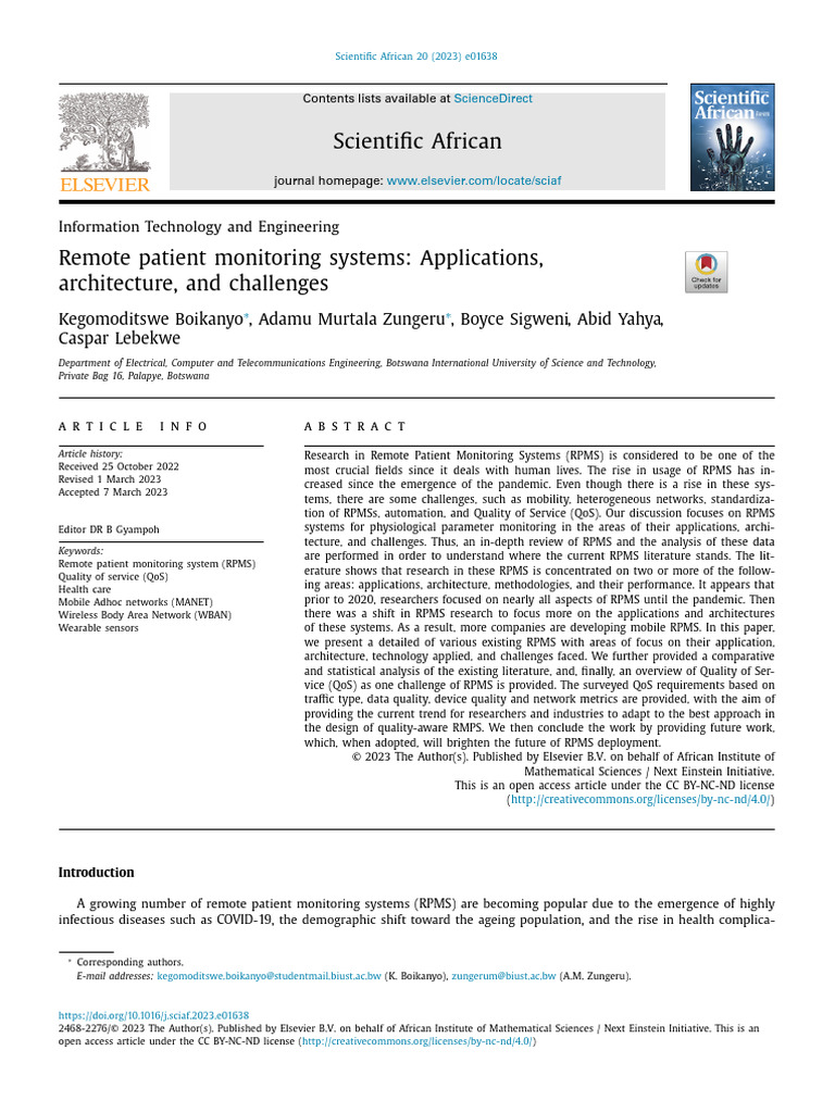 IoT Solutions for Remote Patient Monitoring | PDF | Monitoring ...