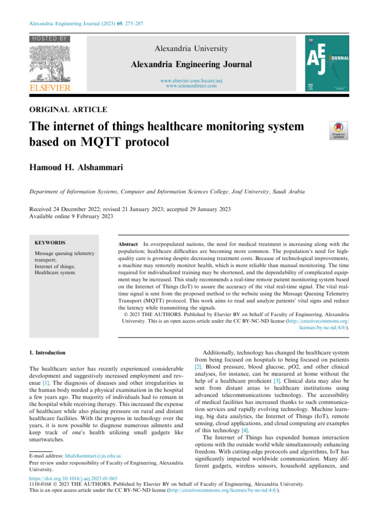 IoT Healthcare Monitoring via MQTT Protocol | PDF | Internet Of Things ...