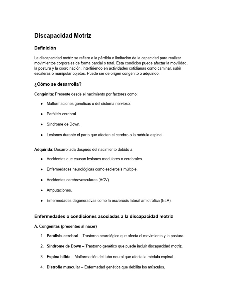 Discapacidad Motriz: Definición y Mitos | PDF | Invalidez | Trastorno ...