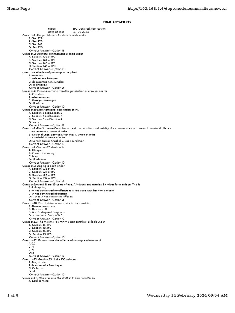 IPC Sections Overview and Key Cases | PDF | Criminal Law | Statutory Law