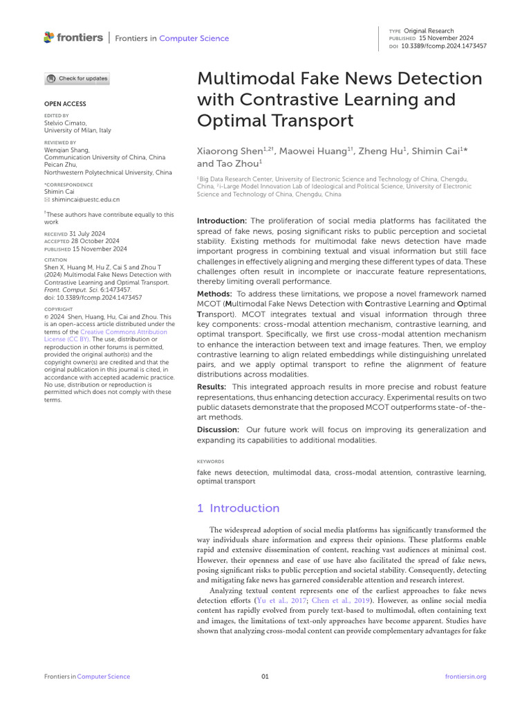 Multimodal Fake News Detection Framework | PDF | Machine Learning ...