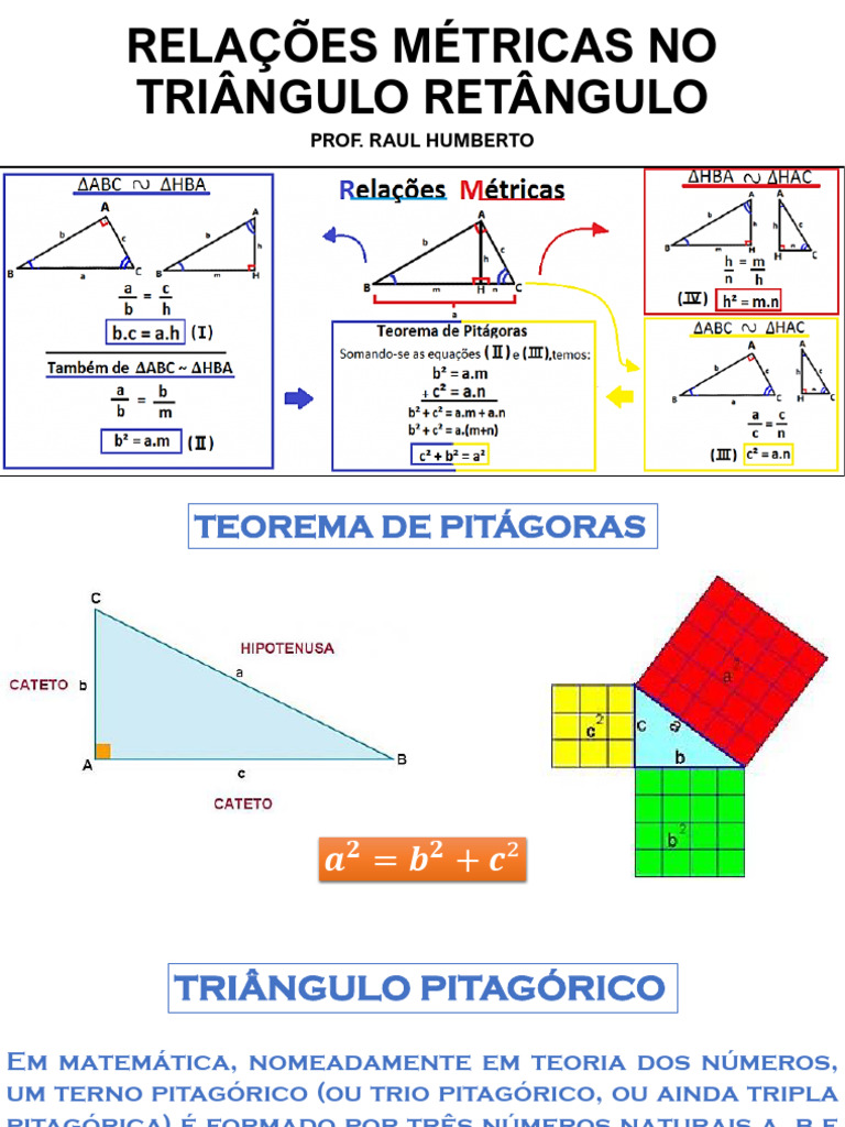 Relações Métricas em Triângulos Retângulos | PDF | Triângulo ...