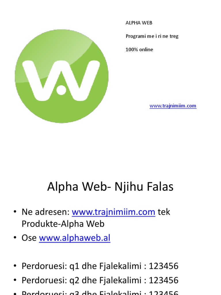 Trajnim Per Alpha Web | PDF