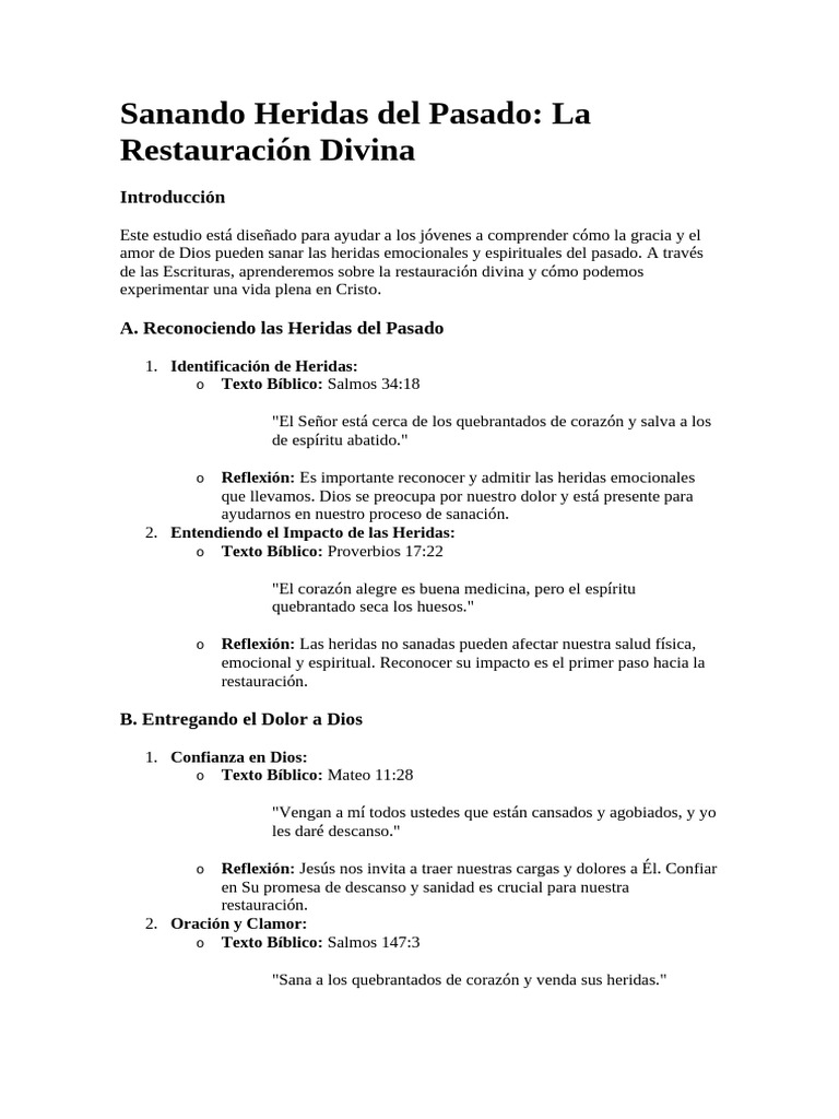 3 Sanando Heridas Del Pasado (La Restauración Divina) | PDF | Oración ...