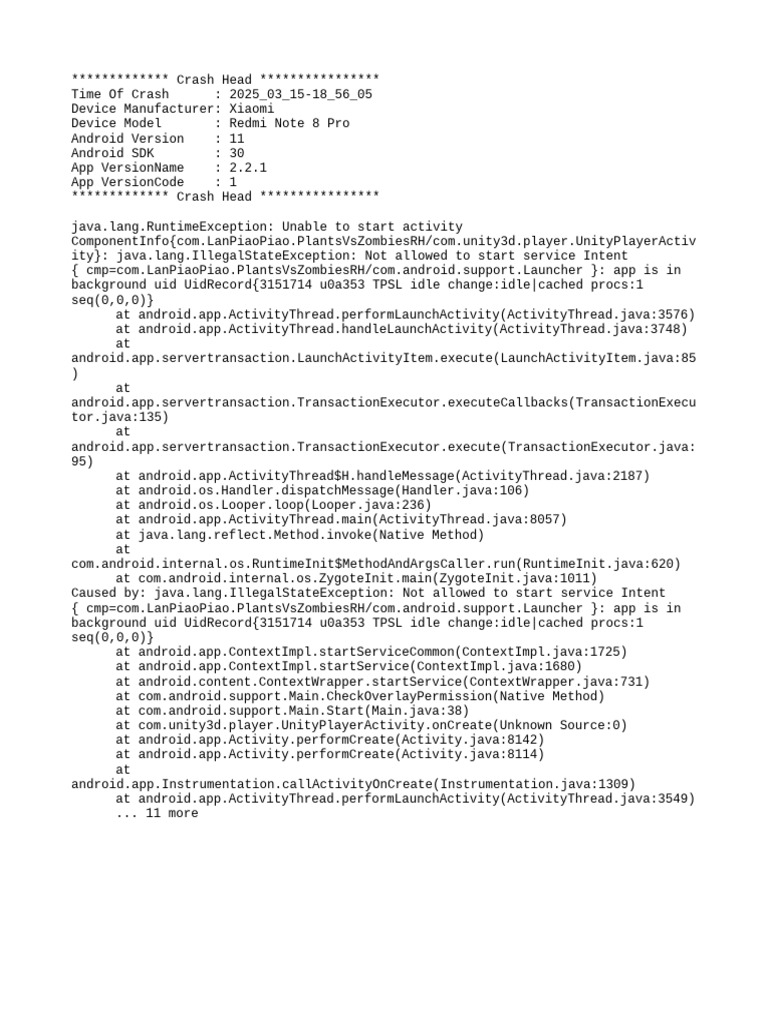 Xiaomi Redmi Note 8 Pro Crash Log | PDF | Java (Programming Language ...