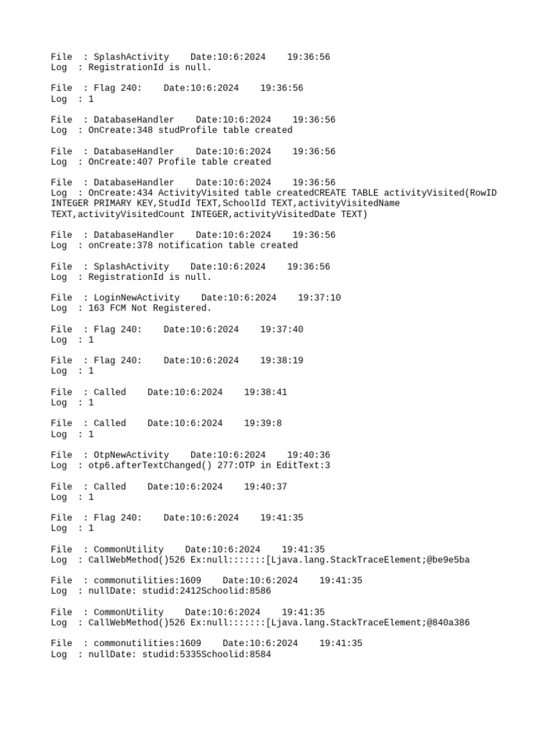App Log Analysis: Errors & Events | PDF | Computer Programming | Computing