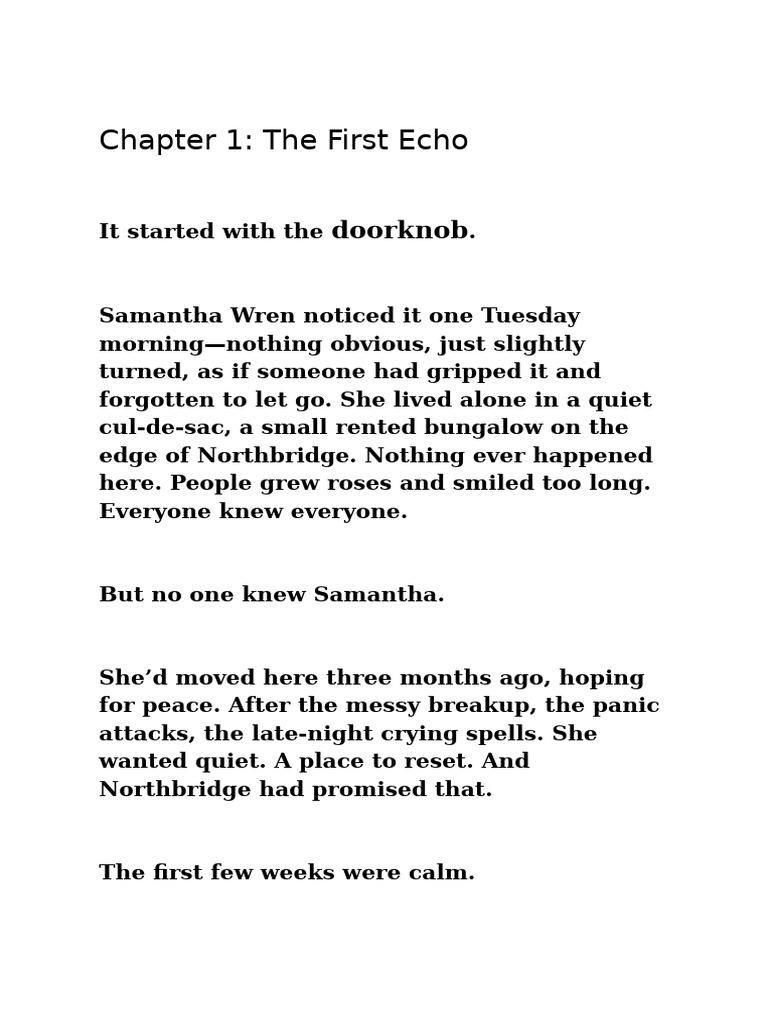 Chapter 1: The First Echo: Doorknob | PDF