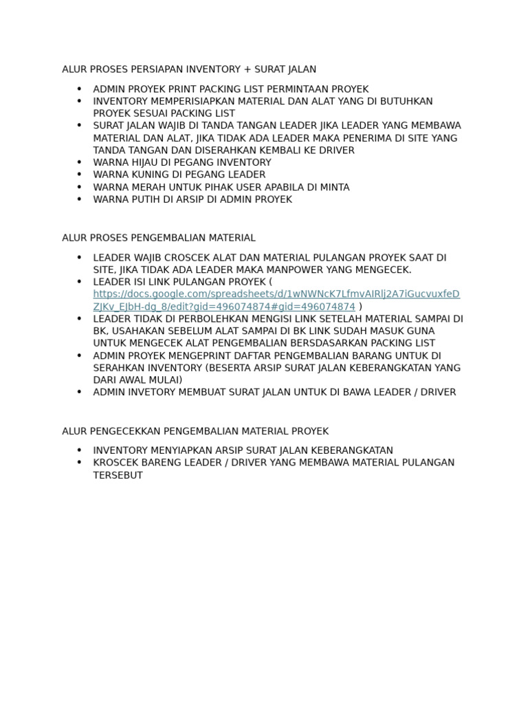Alur Proses Persiapan Inventory | PDF