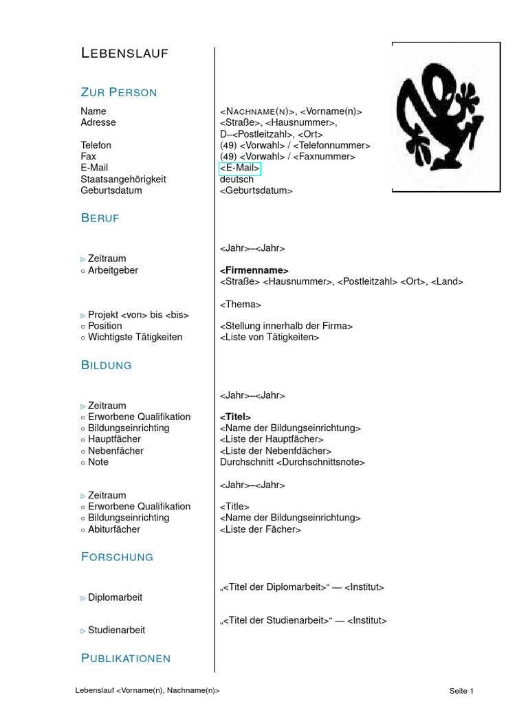 CV Template Using LaTeX Ecv Class German Version | PDF