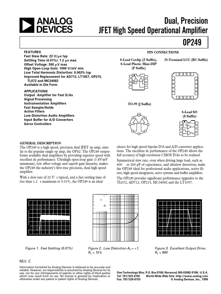 OP249 Precision Dual Op Amp Datasheet | PDF | Amplifier | Electrostatic ...