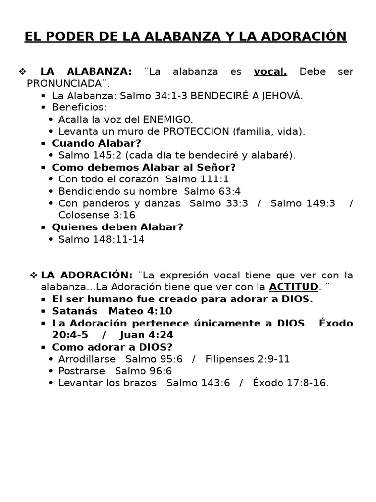 Poder de la Alabanza y Adoración | PDF