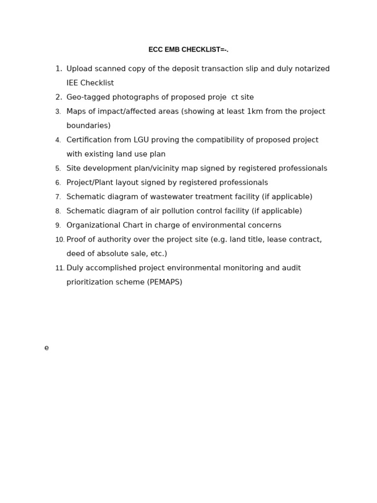 Ecc Checklist (1) | PDF