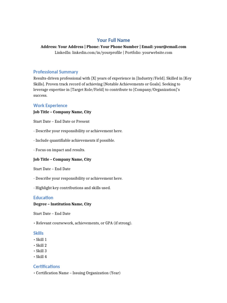 American CV Format Guide | PDF