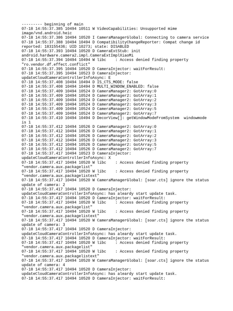 Camera Service Log Analysis | PDF | Software | Computing
