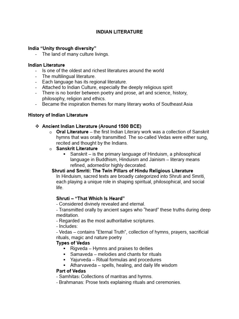 Overview of Indian Literature History | PDF | Vedas | Indian Religions