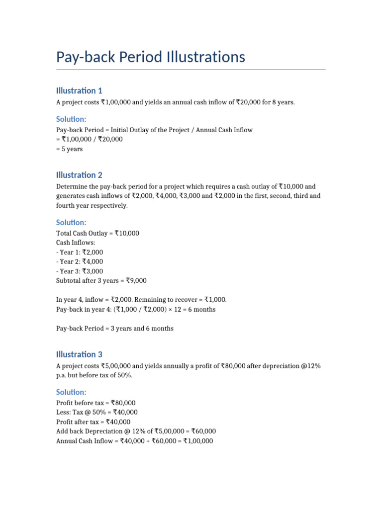 Payback Period Illustrations | PDF | Depreciation | Financial Accounting