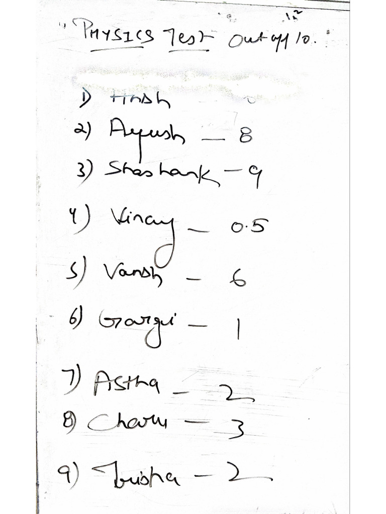Physics Test Class 9 | PDF