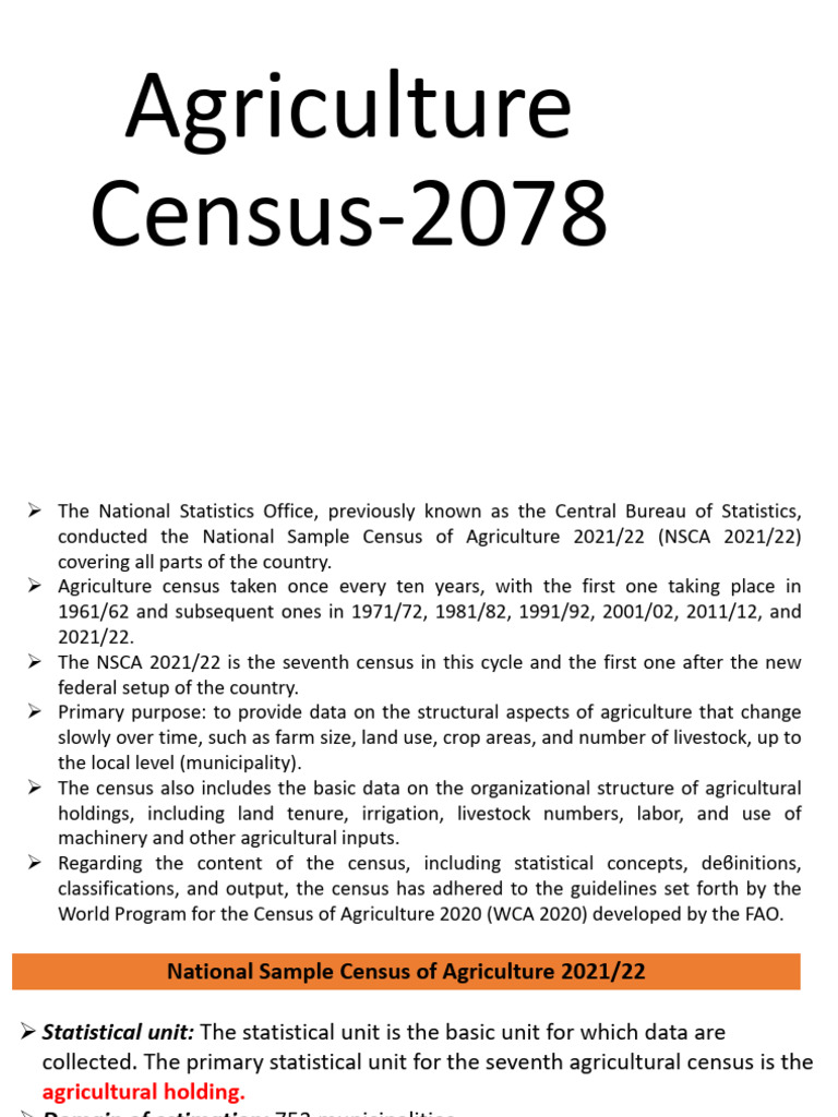 Agriculture Census 2078 Overview | PDF | Agriculture | Sampling ...