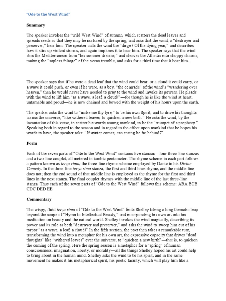 Ode To The West Wind Poetry Nature