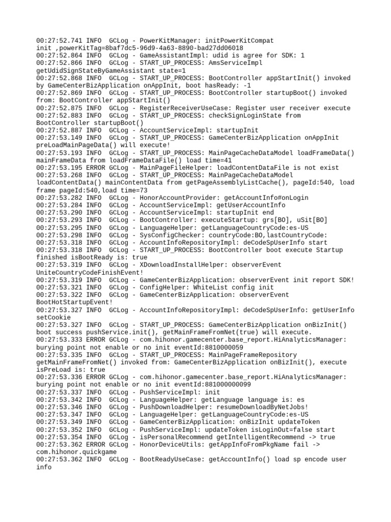 Game Center Initialization Log Analysis | PDF | Computing | Software