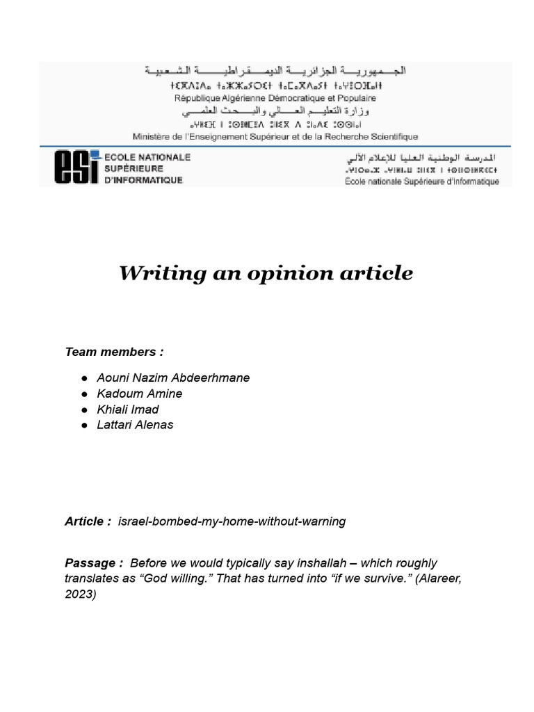 English Opinion Article | PDF | Gaza Strip | Israeli–Palestinian Conflict