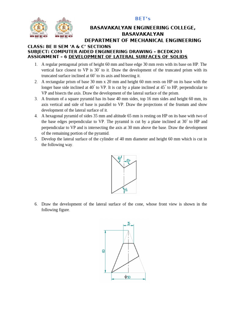 Development of Lateral Surfaces | PDF