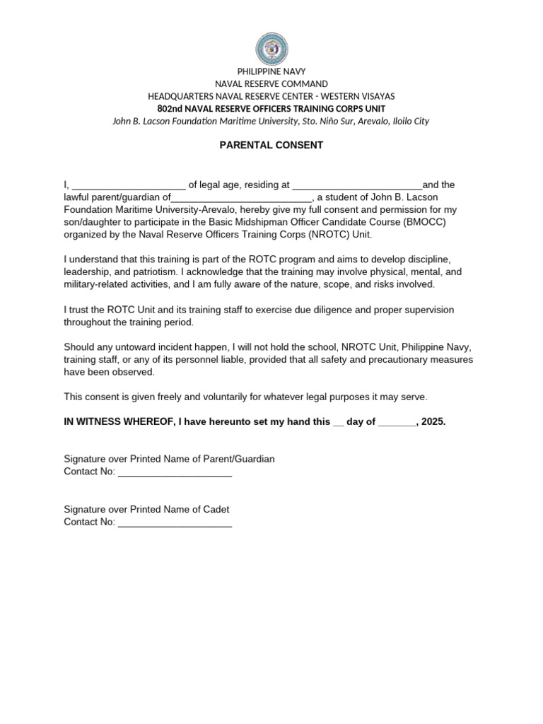 Parental Consent for BMOCC Participation | PDF