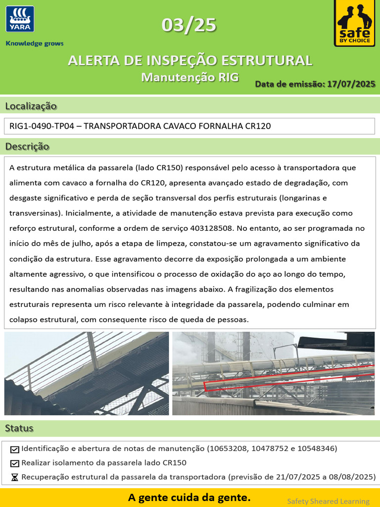 Inspeção Crítica da Passarela CR150 | PDF