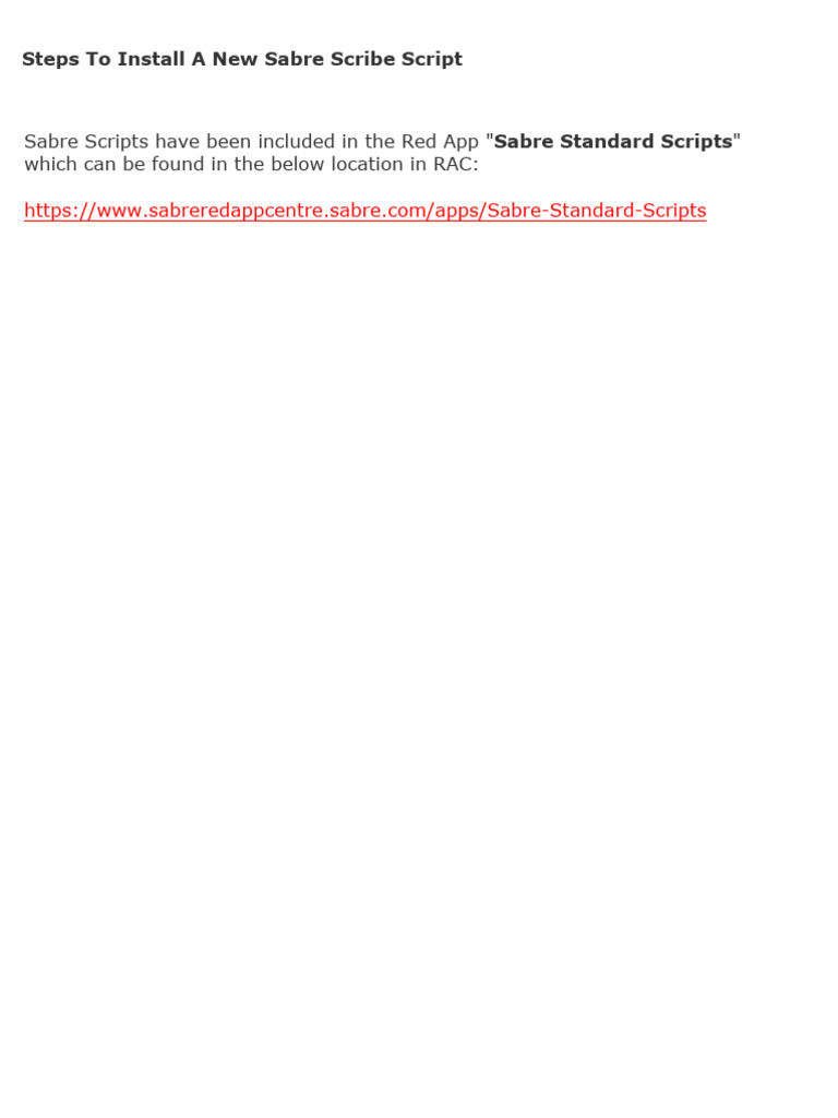 Downloading Sabre Scribe Scripts | PDF