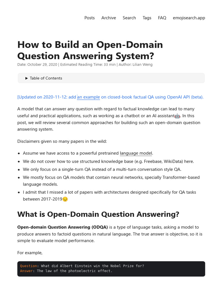 Building Open-Domain QA Systems | PDF | Cognitive Science | Learning
