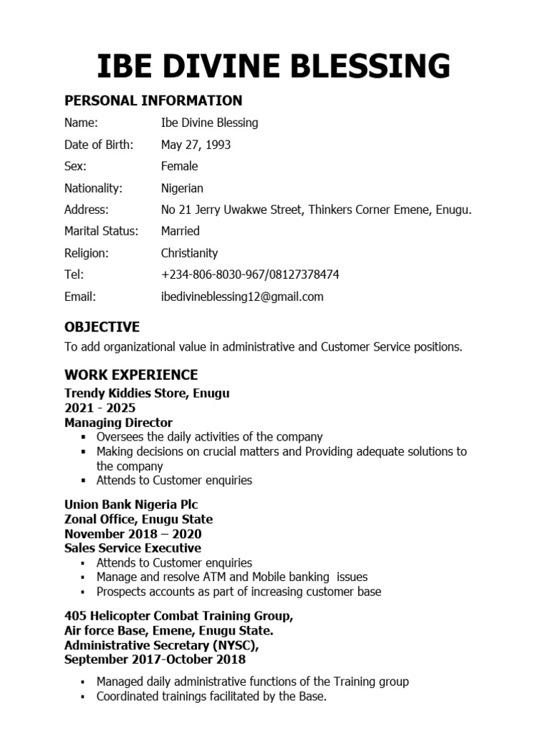 Ibe Divine Resume | PDF