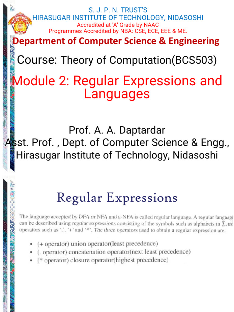 Module-2 Regular Expressions | PDF | Regular Expression | Mathematics