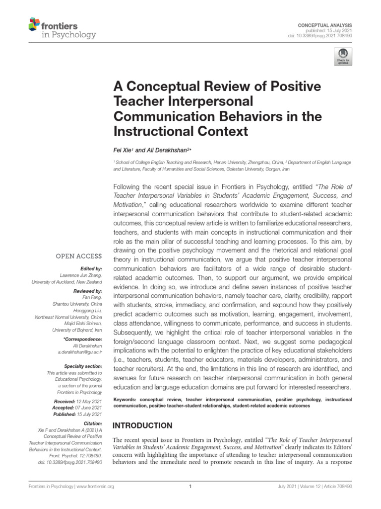 Positive Teacher Communication Behaviors | PDF | Learning | Teachers