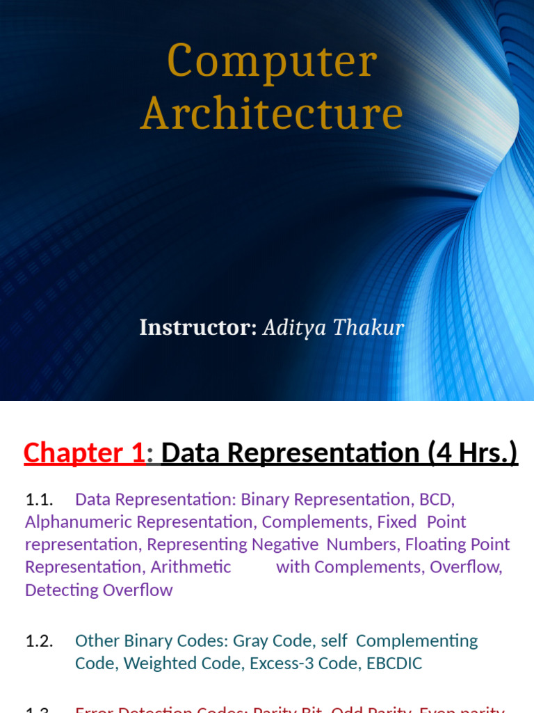 Data Representation in Computer Architecture | PDF | Error Detection ...