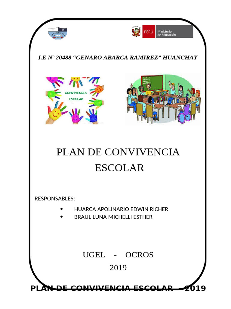Plan de Convivencia Escolar 2019 Huanchay | PDF | Enseñando | Aprendizaje