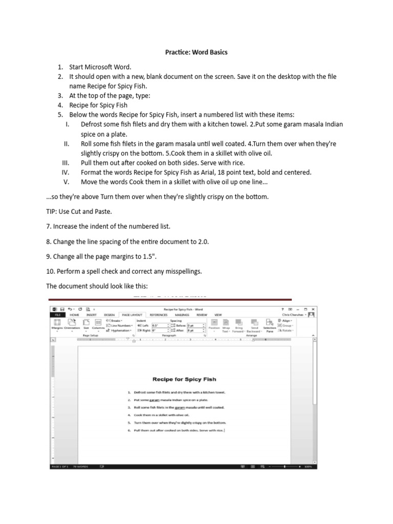 Microsoft Word Recipe Formatting Guide | PDF