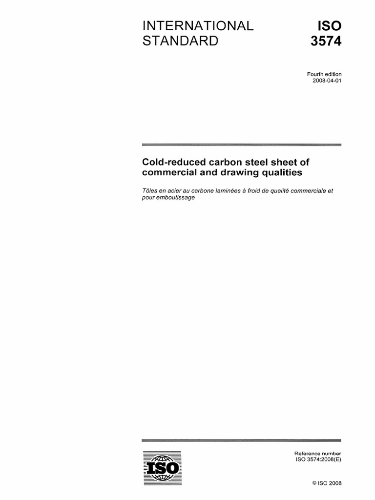 ISO 3574:2008 Cold-Reduced Steel Standards | PDF | Rolling ...