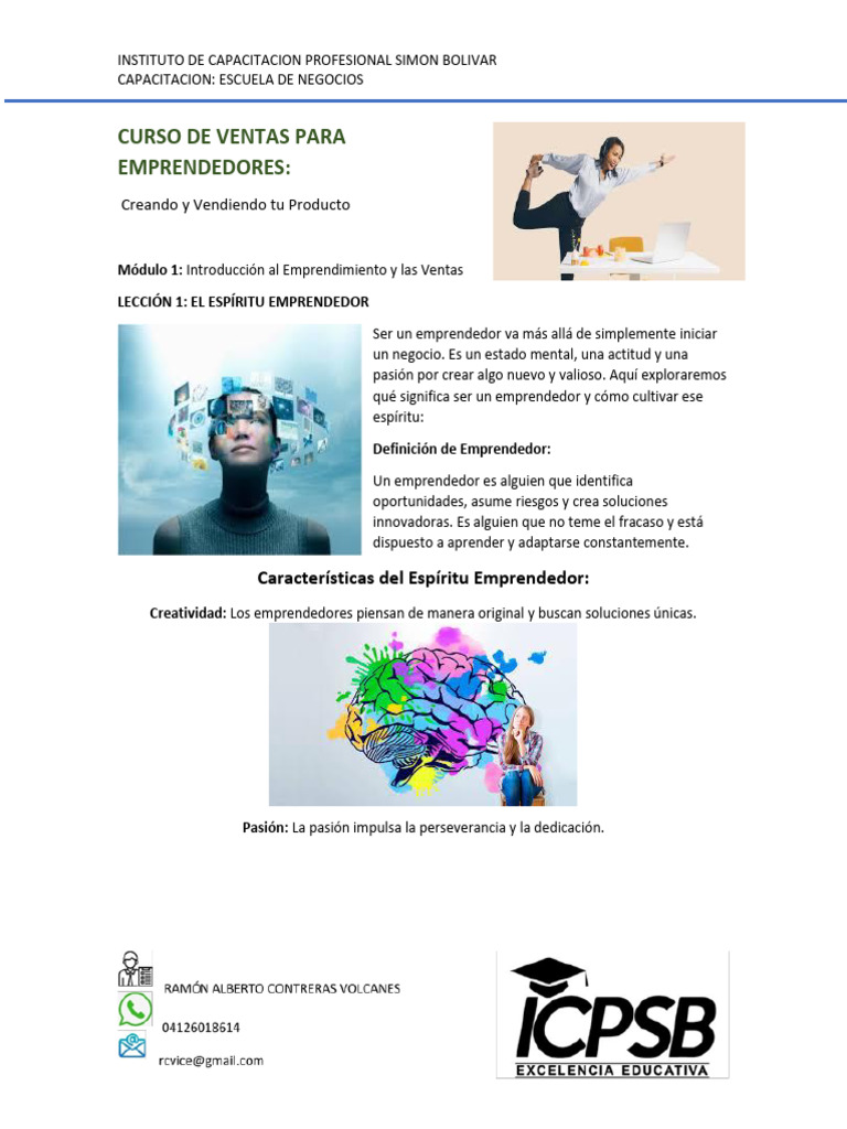 Curso de Ventas para Emprendedores | PDF | Iniciativa empresarial | Ventas