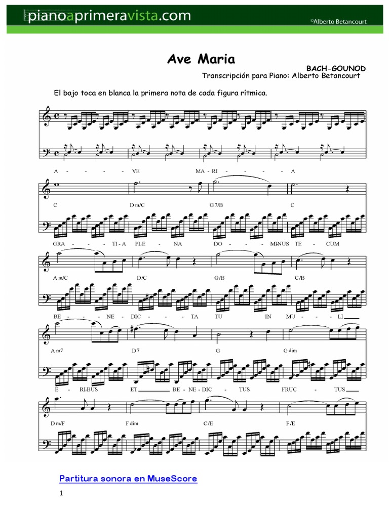 AVEMARIA Bach Gounod (Órgano / Piano) | PDF